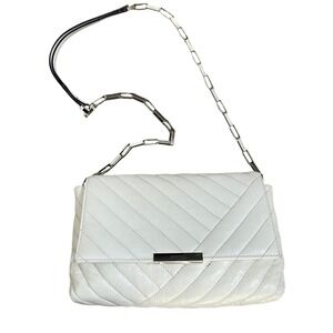 Isabel Marant White Quilted Leather Shoulder Bag Chain Strap Flap Closure